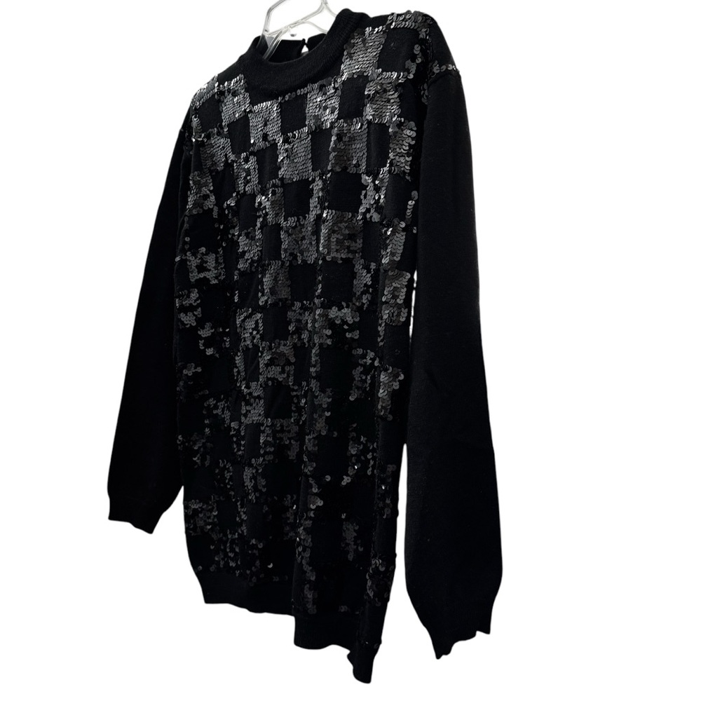 Kinei Black Sparkly Sequined Wool Sweater Medium - Picture 7 of 15